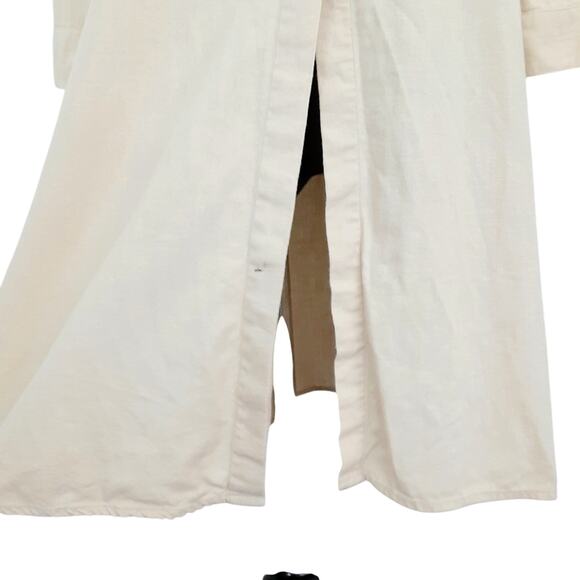 Vintage 1980s Linen Blend Tunic Top Lagenlook Bohemian Button Down M Festival - Picture 5 of 11